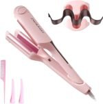 Curling Iron Crimper Hair Tool – ZWIKAGEF Hair Crimper Curling Wand, Curling Iron with Ceramic 3 Barrel for Short Hair Women, Beginner-Friendly Hair Waver, Dual Voltage, Anti-Scald, 1 Inch