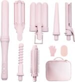 Curling Iron Set 7-in-1, Multi Curler Wand Set with Hair Straightener, Interchangeable Barrels(0.6"-1.25"), Crimper Styling Tools, Heated Round Brush for Wavy, Curling, Straightening