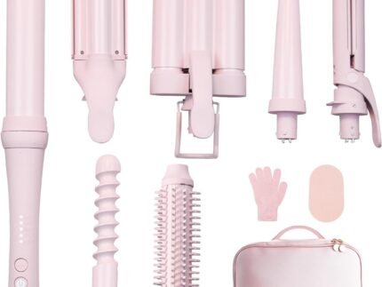 Curling Iron Set 7-in-1, Multi Curler Wand Set with Hair Straightener, Interchangeable Barrels(0.6"-1.25"), Crimper Styling Tools, Heated Round Brush for Wavy, Curling, Straightening