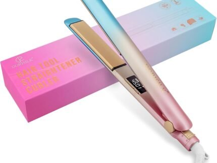 DORISILK Colorful Flat Iron 450 Degrees, Ceramic Hair Straightener and Curler 2 in 1, 30s Fast Heat Straightening Iron for Hair, Dual Voltage Hair Iron 1 Inch Salon Control Temp Gift for Women Girls