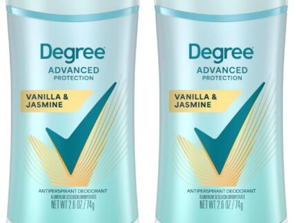 Degree Advanced Protection Antiperspirant Deodorant Vanilla & Jasmine for 72-Hour Sweat & Odor Control for Women, with Body Heat Activated Technology, 2.6 oz (Pack of 2)