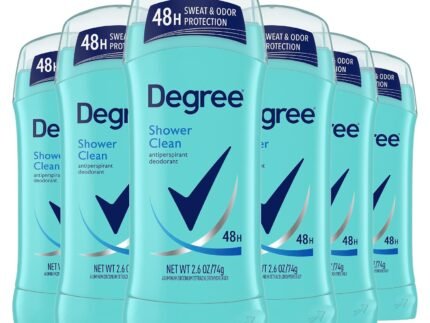 Degree Original Antiperspirant Deodorant Shower Clean Pack of 6 48-Hour Sweat & Odor Protection Antiperspirant for Women 2.6 oz