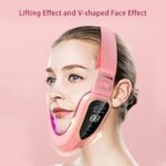 Double Chin & V Shaped Face Device with 5 Modes & 12 Adjustable Intensities – Intelligent Electric V-Line Lifting Machine for Women(Pink)