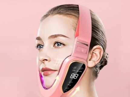Double Chin & V Shaped Face Device with 5 Modes & 12 Adjustable Intensities – Intelligent Electric V-Line Lifting Machine for Women(Pink)