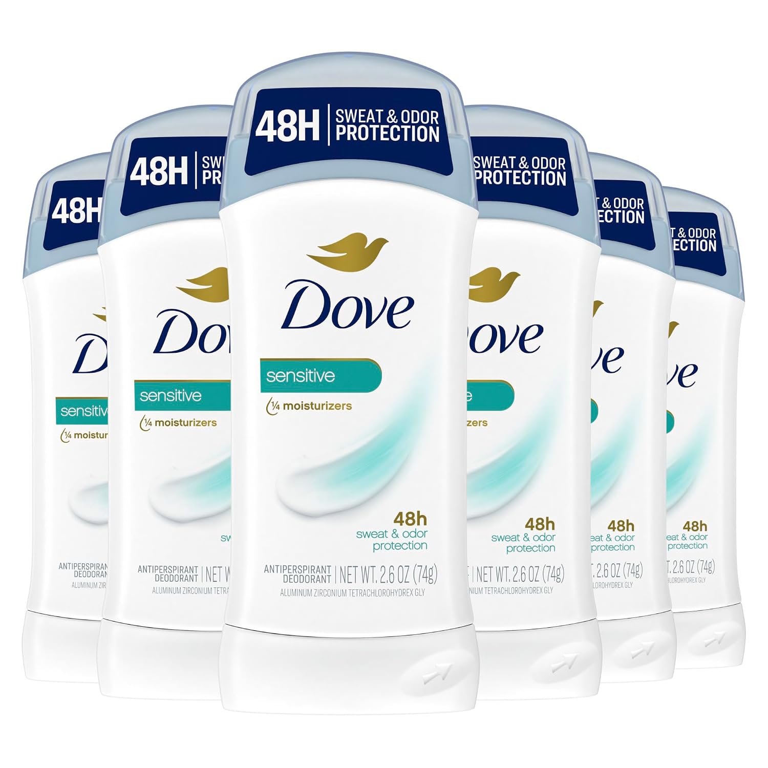 Dove Invisible Solid Antiperspirant Deodorant Stick for Women, 6 Count, Sensitive, for All Day Underarm Sweat & Odor Protection 2.6 oz Dove Invisible Solid Antiperspirant Deodorant Stick for Women, 6 Count, Sensitive, for All Day Underarm Sweat & Odor Protection 2.6 oz