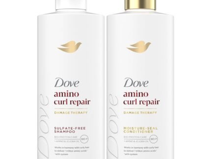 Dove Shampoo and Conditioner Set, Amino Curl Repair – Damage Therapy Bio-Protein Care Formulas for Revitalizing Coily, Curly Hair, 18 Oz Ea