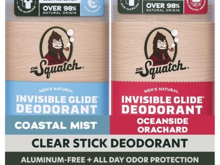 Dr. Squatch Invisible Glide Natural Deodorant Men, Aluminum Free (2-Pack)