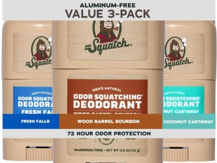 Dr. Squatch Mini Deodorant, Aluminum Free Deodorant Men (0.5oz. 3-Pack)