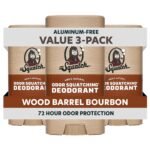 Dr. Squatch Natural Men’s Deodorant – Aluminum Free Natural Deodorant Men with Charcoal & Postbiotics for 72-Hour Odor Protection – Wood Barrel Bourbon, 2.65oz Stick (3-Pack)