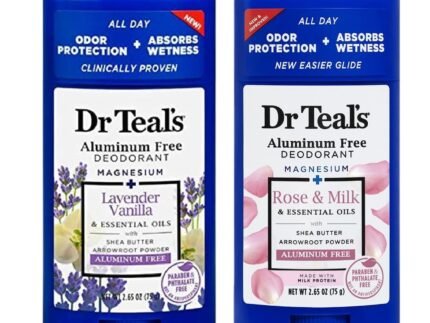 Dr. Teals Deodorant Variety Gift Set (2 Pack, 2.65oz Ea.) – Vanilla Lavender & Rose & Milk – Essential Oils, Shea Butter & Magnesium Help Absorb Moisture & Keep Skin Clean & Healthy