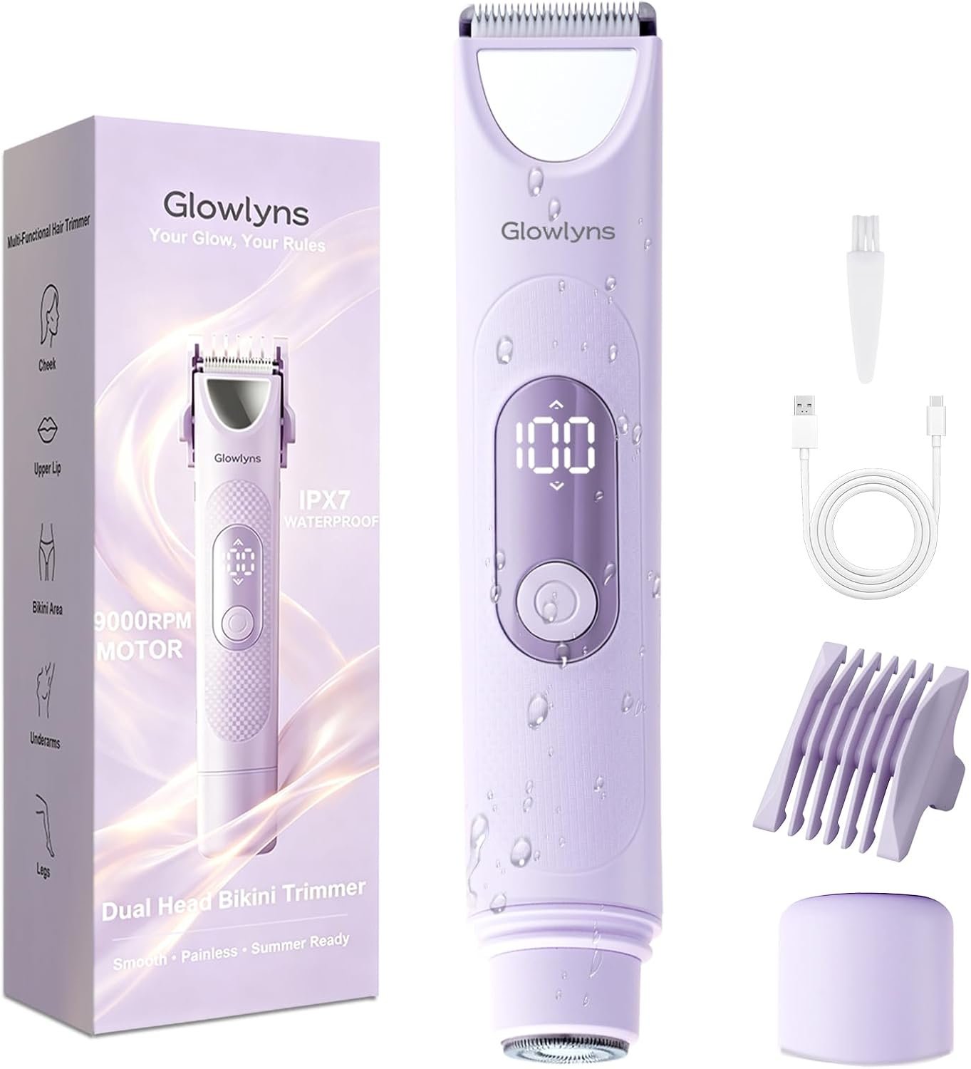 Dual Head Bikini Trimmer for Women, Electric Razor IPX7 Waterproof Dual Head Bikini Trimmer for Women, Electric Razor IPX7 Waterproof
