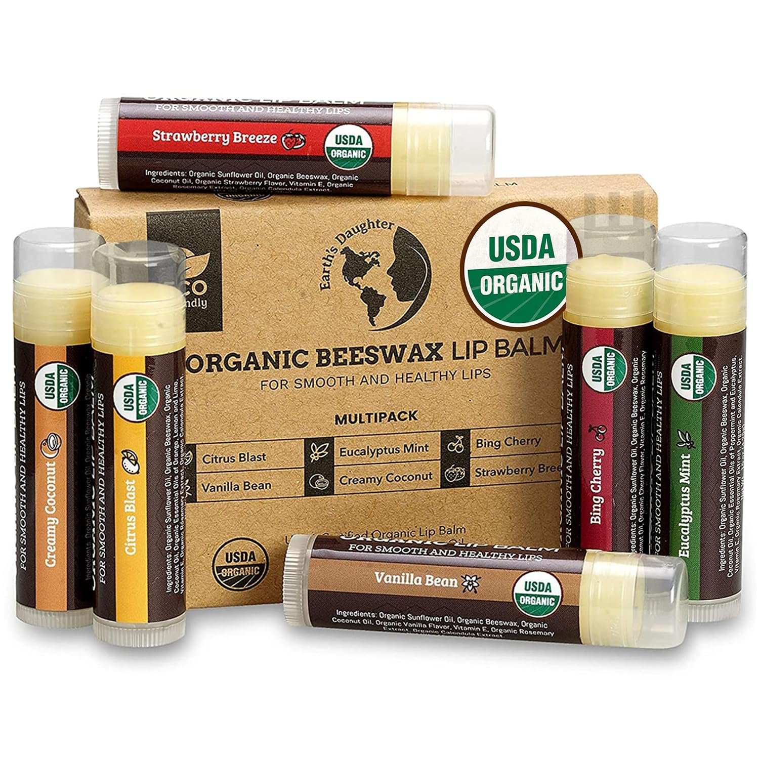 Earth’s Daughter Organic Lip Balm – Moisturizing 6-Pack Earth’s Daughter Organic Lip Balm – Moisturizing 6-Pack