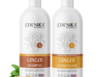 Edenika Botanicals Ginger Shampoo and Conditioner Set, Fortifying Formula with Certified and Organic Ingredients Naturally Nourish, Smooth and Detangle Hair 16oz Each