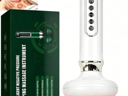 Electric Lymphatic Drainage Massager, 12-Level Cupping Massager & Cellulite Massage Tool with Heat Vibration and Red Light, Body Sculpting Machine for Legs Arms Waist Abdomen (White)