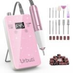 Electric Nail Drill 45000RPM Professional,Glitter Portable E-File Nail Drill Kit for Acrylic & Gel Nails,LCD Display & 4000mAh,Electric Nail File 12 Bits,Manicure Pedicure Kit for Home Salon,Pink