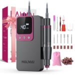 Electric Nail Drill Professional, Portable Nail File for Acrylic Gel Nails, Cordless Rechargeable Ultra Power Nail Drill Kit 40000RPM, Salon-Grade Efile Nail Machine (Dark Grey)