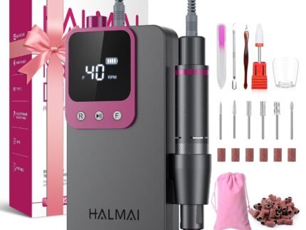 Electric Nail Drill Professional, Portable Nail File for Acrylic Gel Nails, Cordless Rechargeable Ultra Power Nail Drill Kit 40000RPM, Salon-Grade Efile Nail Machine (Dark Grey)