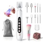 Electric Nail File, Cordless Toe Nail Grinder for Thick Toenails & Callus, Rechargeable Nail Drill for Manicure and Pedicure with LCD & Lamp, Gifts for Women Men Seniors