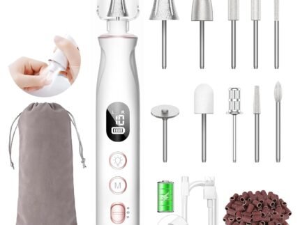 Electric Nail File Drill, Cordless Toe Nail Grinder for Thick Toenails & Callus, 10-Speed 2000mAh Rechargeable Nail Filer, Manicure Pedicure Kit with LED Lamp, Gifts for Men Women