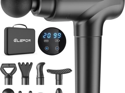 Elefor Massage Gun Deep Tissue,Percussion Back Massager Gun for Athletes Muscle Massage Gun for Pain Relief with 8 Massage Heads & 20 Speeds (Matte Black)