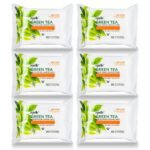 Epielle Green Tea Makeup Remover Wipes, Gentle Daily Facial Cleanser Towelettes, Remove Dirt, Oil & Waterproof Mascara, Stocking Stuffers, 30 Count (Pack of 6)