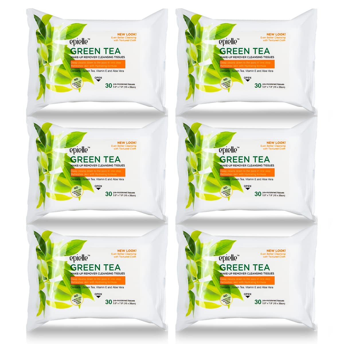 Epielle Green Tea Makeup Remover Wipes, Gentle Daily Facial Cleanser Towelettes, Remove Dirt, Oil & Waterproof Mascara, Stocking Stuffers, 30 Count (Pack of 6) Epielle Green Tea Makeup Remover Wipes, Gentle Daily Facial Cleanser Towelettes, Remove Dirt, Oil & Waterproof Mascara, Stocking Stuffers, 30 Count (Pack of 6)