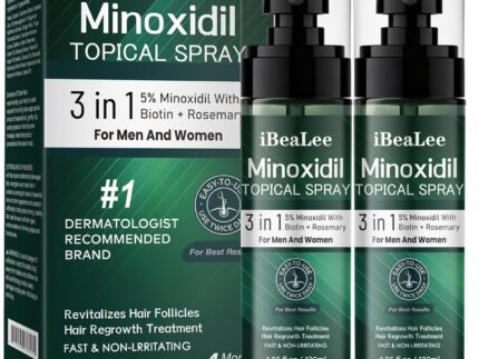 Extra Strength 5% Minoxidil Hair Regrowth Spray for Men & Women, 2 Bottles