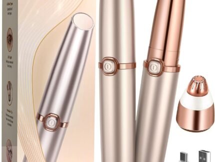 Eyebrow Trimmer for Women, Eyebrow Razor: Rechargeable Eyebrow Hair Remover with 2 Replacement Heads & LED Light, Electric Painless Eye Brow Shaver Facial Hair Removal Device for Eyebrows/Lips/Face