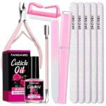 FANDAMEI Manicure Kit For Women, Nail Care Kit With Glass Nail File, 5pcs 180/240 Grit Nail Files For Natural Nails, Cuticle Oil, Cuticle Trimmer, Cuticle Pusher, Manicure Set, Nail Kit, Nail Prep Kit