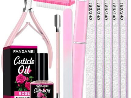 FANDAMEI Manicure Kit For Women, Nail Care Kit With Glass Nail File, 5pcs 180/240 Grit Nail Files For Natural Nails, Cuticle Oil, Cuticle Trimmer, Cuticle Pusher, Manicure Set, Nail Kit, Nail Prep Kit