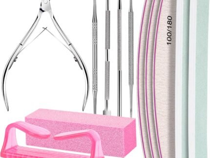 FANDAMEI Nail Care Kit, Nail Files 100/180, Nail Buffer Block, Cuticle Nippers, Cuticle Trimmer, Cuticle Pusher, Nail Tools, Nail Kit, Pedicure & Manicure Tools, Nail Prep Kit, Manicure Kit for Women