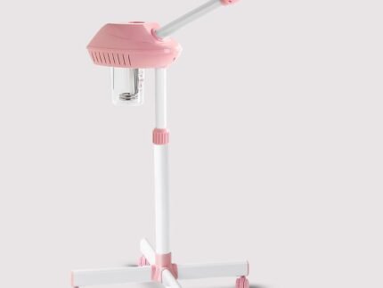 Face Steamer on Wheel Professional Ozone Face Steamer for Deep Facial Cleansing Pink