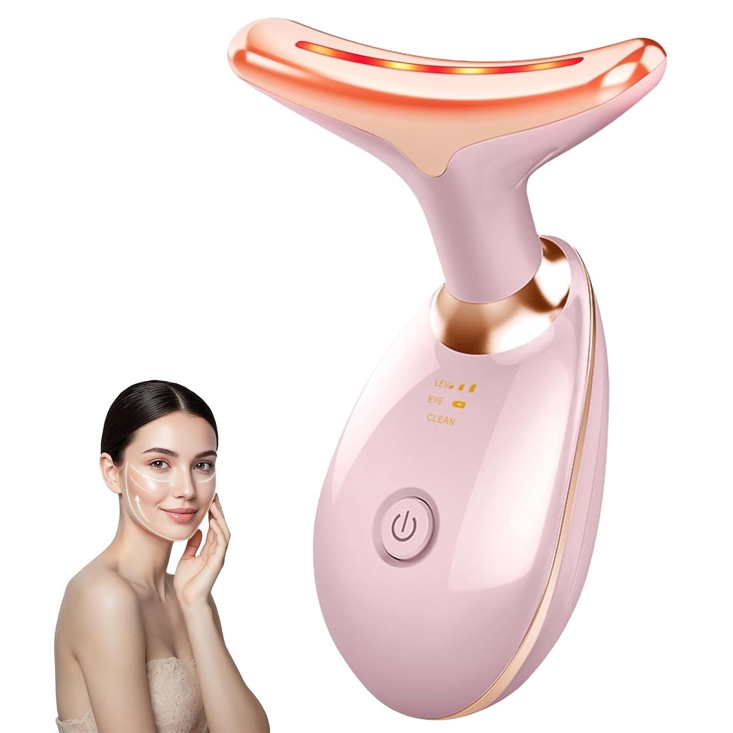 Facial Massager, 7 Color Face and Neck Massager for Skin Facial Massager, 7 Color Face and Neck Massager for Skin Care, Portable Beauty Skin Care Tools, Pink
