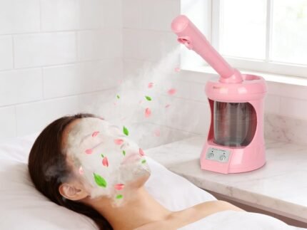 Facial Steamer Nano Ionic Face Steamer with Extendable Arm, Portable Face Steamer for Facial Deep Cleaning, Steamer for Facial for Personal Care at Home or Salon（Pink）