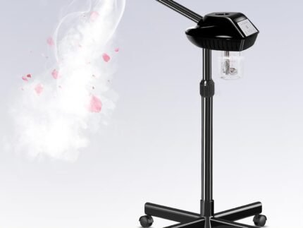 Facial Steamer Professional, Steamer for Face on Wheels, Black
