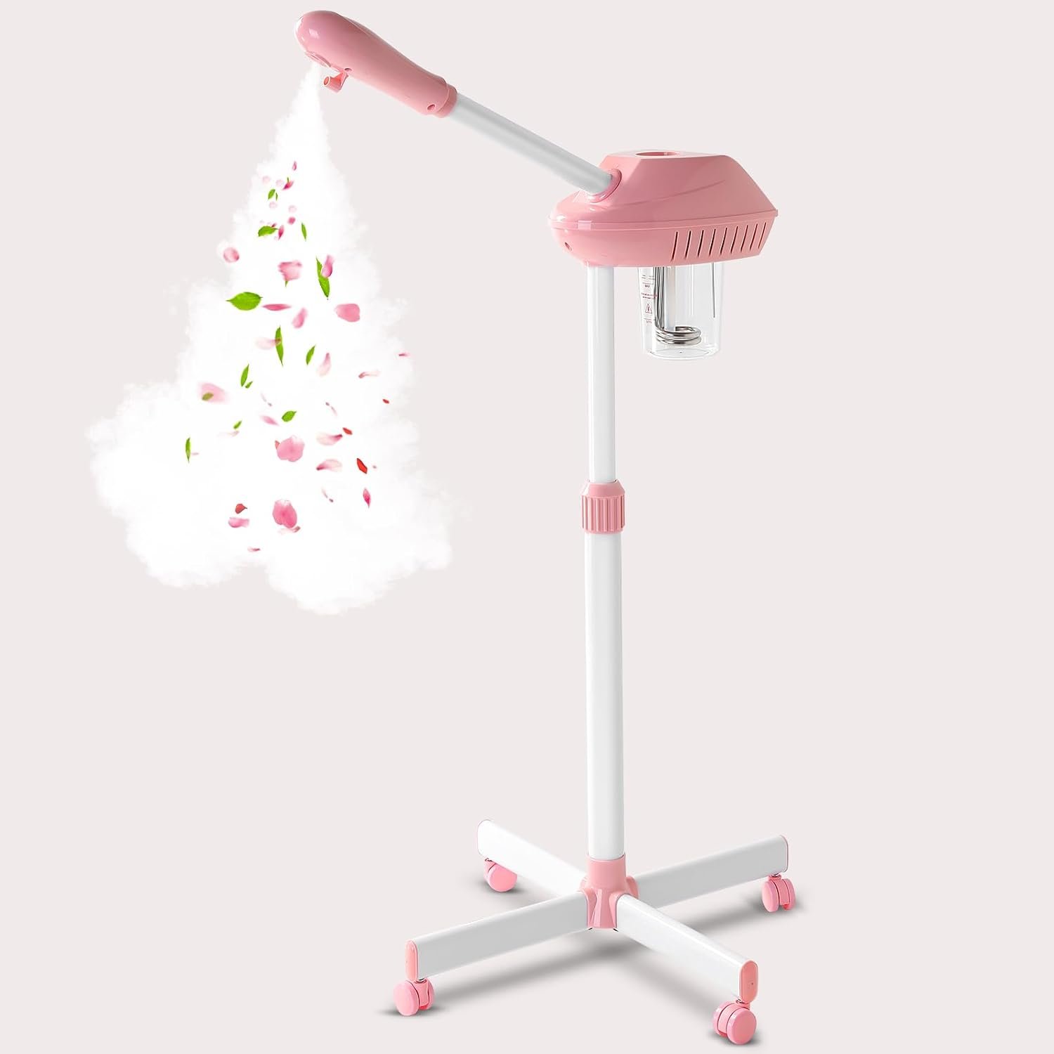 Facial Steamer Professional,Steamer for Face on Wheel,(Pink&White) Facial Steamer Professional,Steamer for Face on Wheel,(Pink&White)
