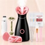 Facial Steamer Spa Kit (17-Pcs), Nano Ionic Face Steamer for Deep Cleansing