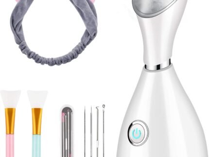 Facial Steamer for Facial Deep Cleaning, Moisturize, Unclog Pores, Face Spa, Nano Ionic Humidifier, Home Facial Warm Mist Face Steamer with Blackhead Removal Kit, Brush, Hair Band