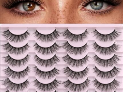 False Eyelashes 14mm Faux 3D Mink Lashes Natural Look Cat Eye Wispy Lashes Pack by Kiromiro, 14 Pairs