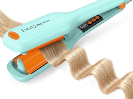 Farery 1 Inch Deep Hair Waver – Ionic Ceramic Anti-Scald Beach Curling Iron