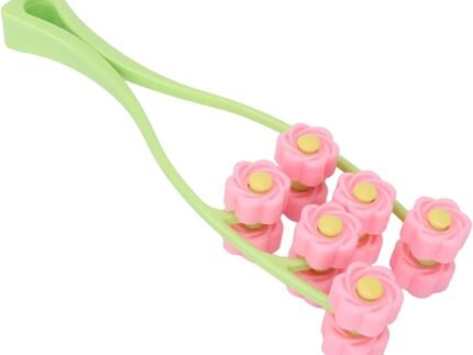 Flower Type Massage Roller, face Massage Roller Plastic Material Letter Shaped face Massager (Pink)