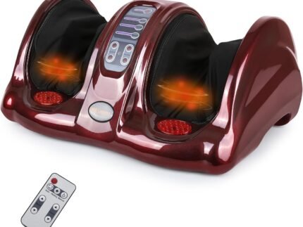 Foot Massager with Heat, Shiatsu Foot Massager for Circulation and Pain Relief and Heat Therapy, Ankle, Calves and Feet Massage with Deep Kneading Rolling, Gifts for Women Men Mother Father (RED)
