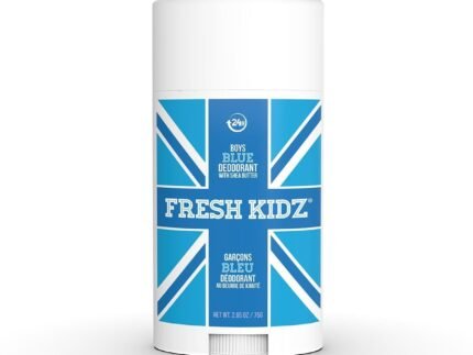 Fresh Kidz Blue Stick Deodorant for Boys 2.65oz, Aluminum & Baking Soda Free Kids Deodorant, 24 Hour Odor Protection for Tweens & Teens, Natural Deodorant for Sensitive Skin, Vegan & Cruelty Free