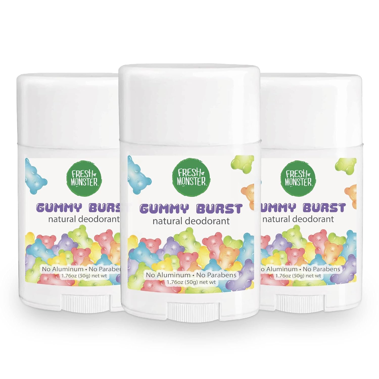 Fresh Monster Kids Natural Deodorant, Gummy Burst, 1.76 oz 3-Pack Fresh Monster Kids Natural Deodorant, Gummy Burst, 1.76 oz 3-Pack
