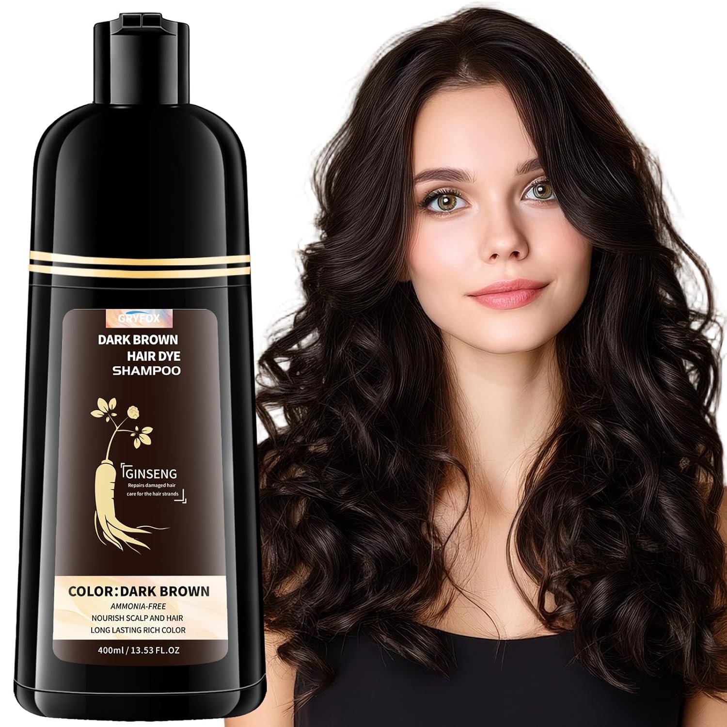 GRYFOX Dark Brown Hair Dye Shampoo 3 in 1 for Gray Coverage GRYFOX Dark Brown Hair Dye Shampoo 3 in 1 for Gray Coverage