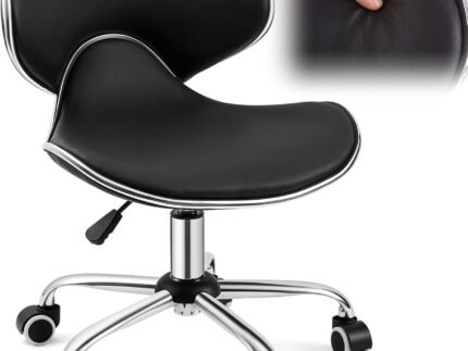 Geelin 1 Pack Pedicure Chair for Nail Tech, Rolling Pedicure Stool, Black