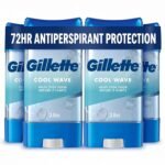 Gillette Antiperspirant and Deodorant for Men, 72hr Clinical Strength Sweat & Odor Protection, Long Lasting Freshness, Anti-White Mark Technology, Clear Gel, Cool Wave Scent, 3.8 oz (Pack of 4)