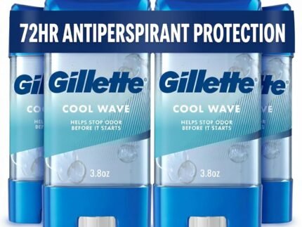 Gillette Antiperspirant and Deodorant for Men, 72hr Clinical Strength Sweat & Odor Protection, Long Lasting Freshness, Anti-White Mark Technology, Clear Gel, Cool Wave Scent, 3.8 oz (Pack of 4)