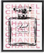 ‘Glam Perfume Bottle Brand Text’| Floating Frame Canvas Art