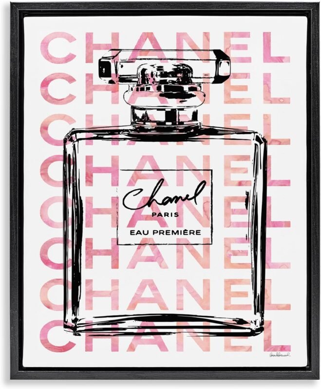 'Glam Perfume Bottle Brand Text'| Floating Frame Canvas Art